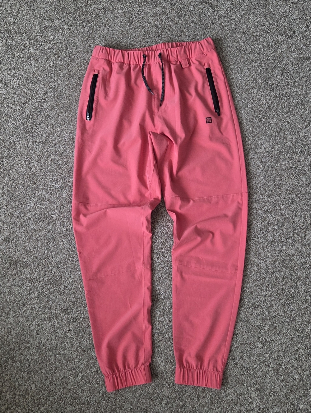 Flag Nor Fail Jogger Pants Mens Small 27x29 Coral Salmon Lightweight Zip Pockets